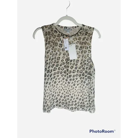 Joie Leopard Print 100% Silk Smocked Corie Keyhole A-line Blouse NEW W/TAG $228 - Picture 5 of 11